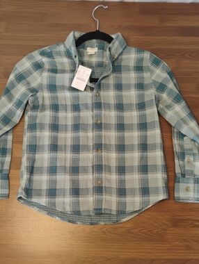 NWT Crewcuts J.Crew Boys Plaid Flannel Button Down Shirt Size 8 Green Gray